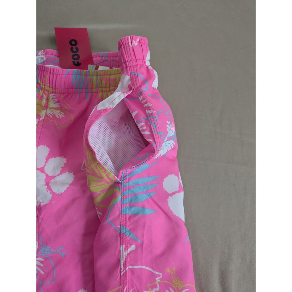 FOCO Pink Hawaiian Floral Clemson Tigers Swim Trunks Men's Size Large NWT
